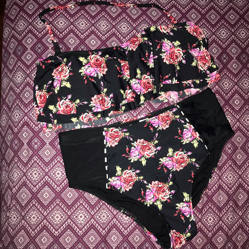 Floral Two Piece High Waist Bikini